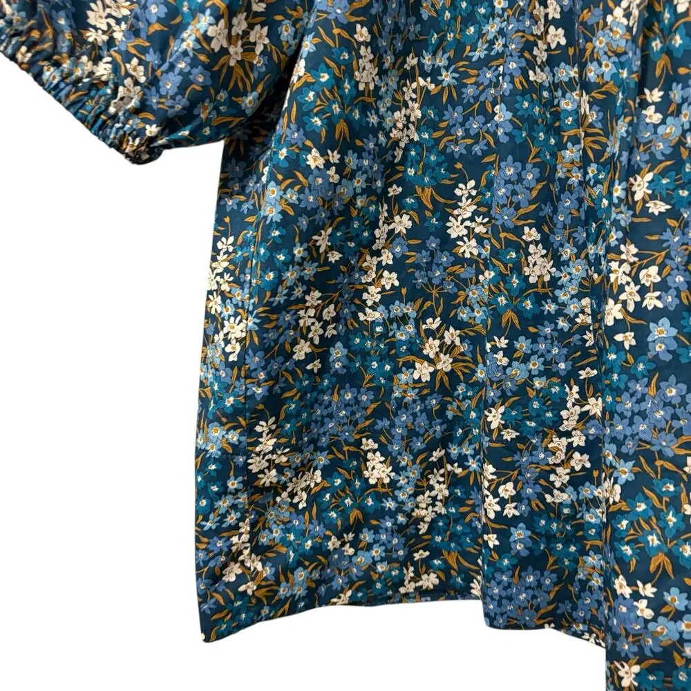 J Crew Smocked neck puff-sleeve top in Liberty Sea Blossoms Print M - Picture 6 of 9